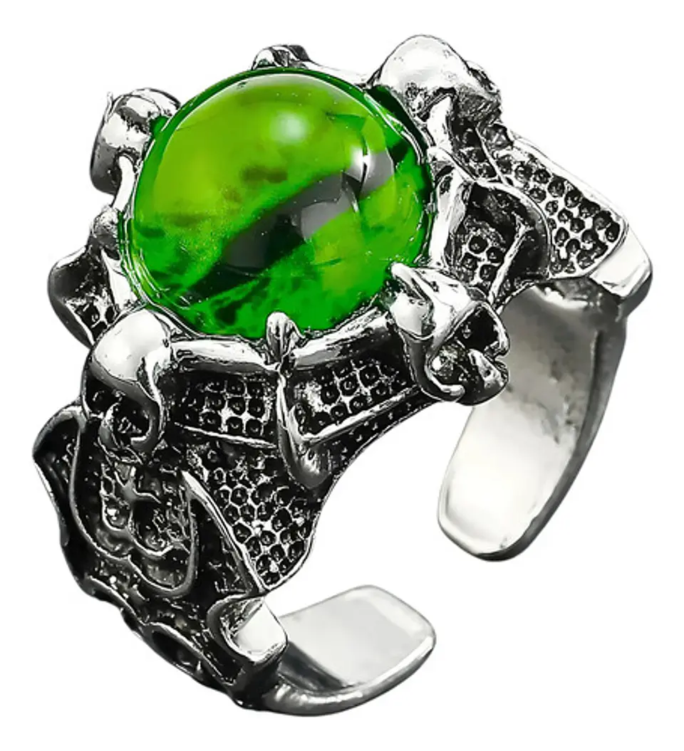Anillo Ojo Del Mal Dragón Color Plata Gótico Hombre Y Mujer 50