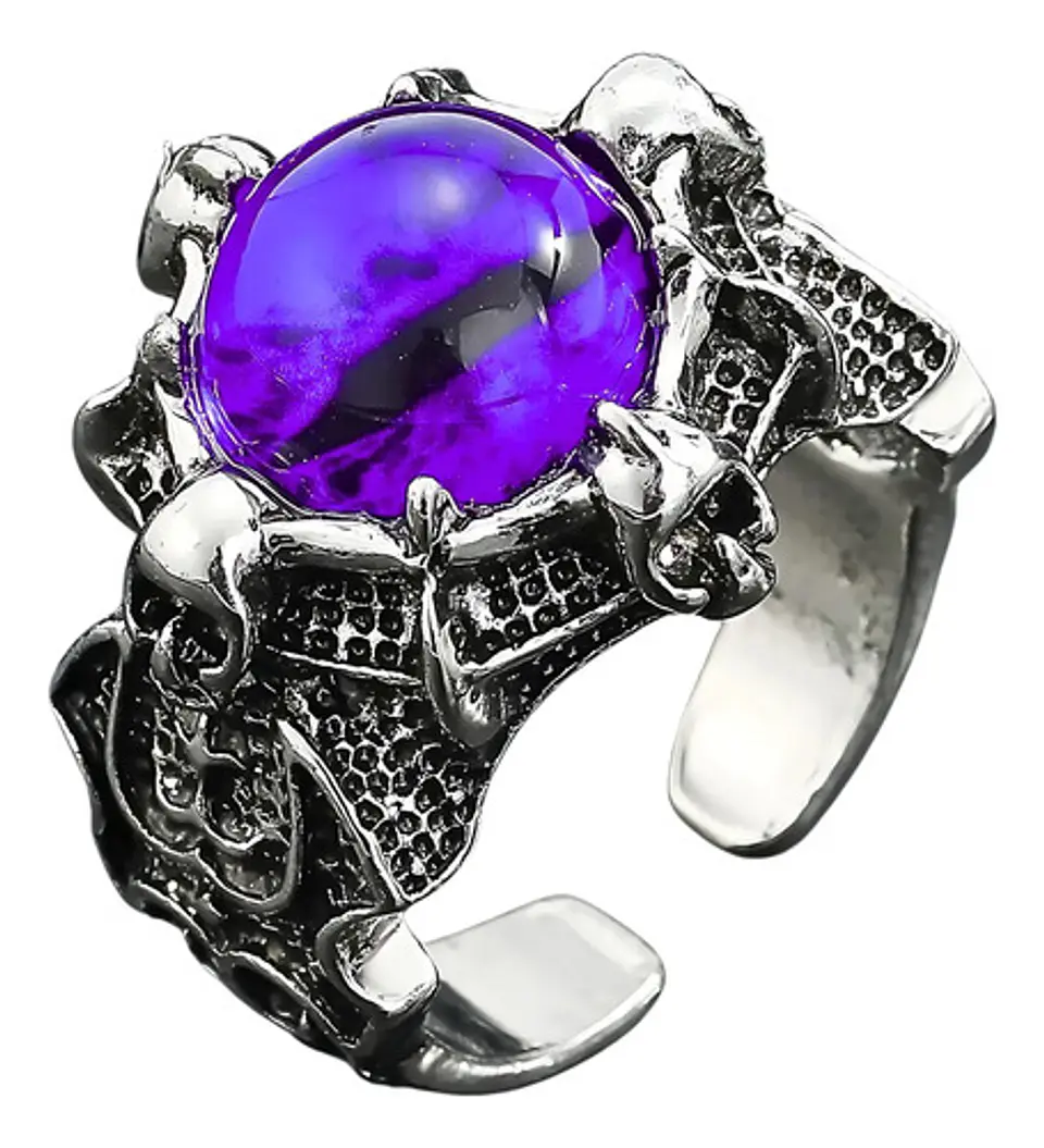 Anillo Ojo Del Mal Dragón Color Plata Gótico Hombre Y Mujer 52