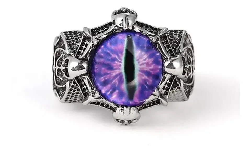 Anillo Ojo Del Mal Dragón Color Plata Gótico Hombre Y Mujer 53