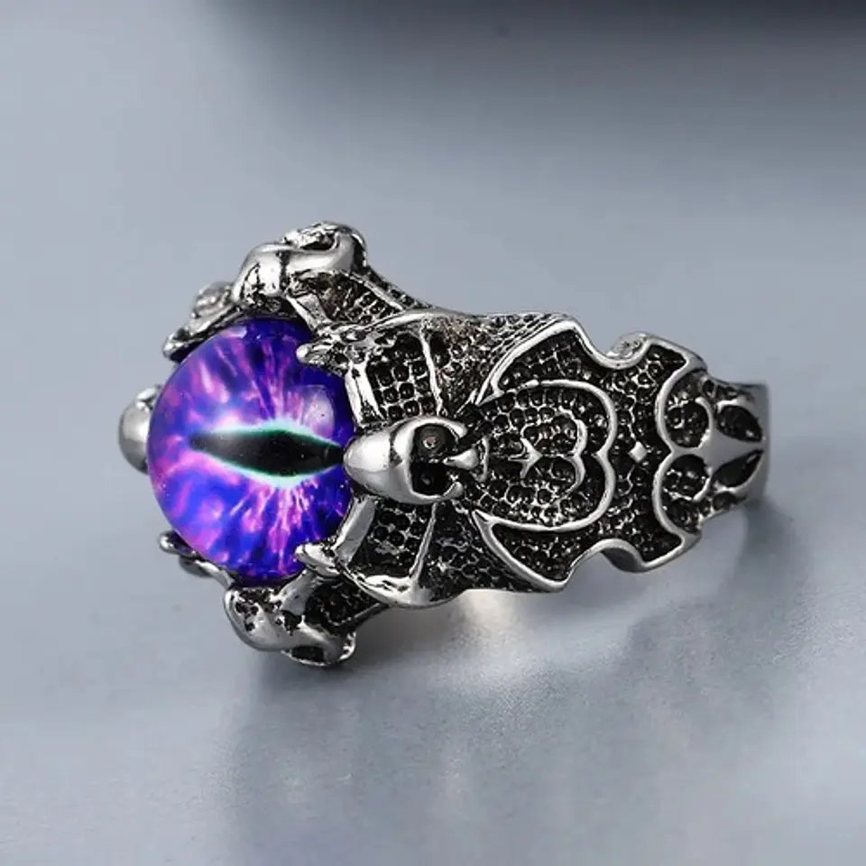 Anillo Ojo Del Mal Dragón Color Plata Gótico Hombre Y Mujer 54