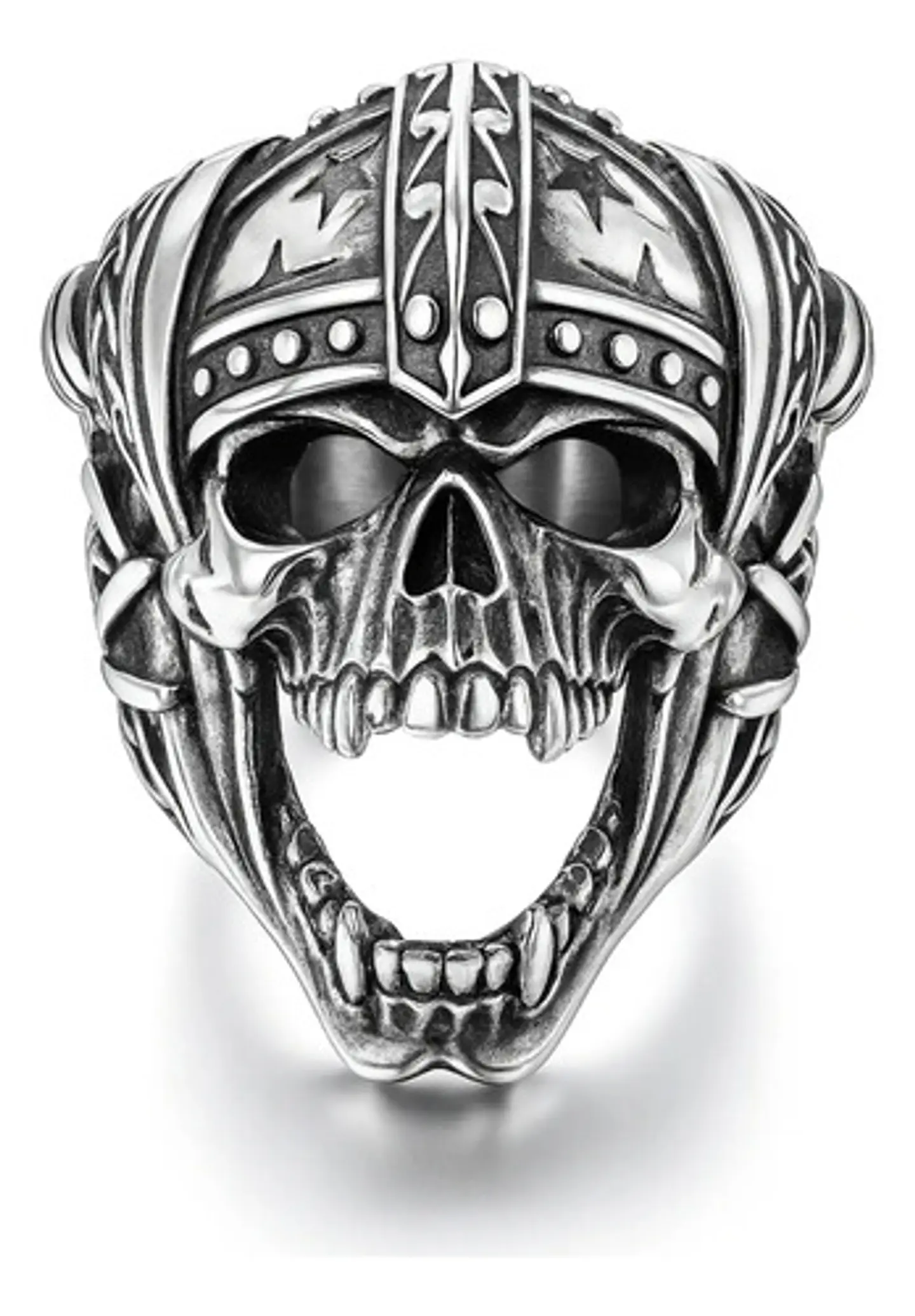 Anillo Acero Calavera Vikingo Craneo Color Plata Para Hombre 3