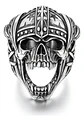 Anillo Acero Calavera Vikingo Craneo Color Plata Para Hombre - Miniatura 3