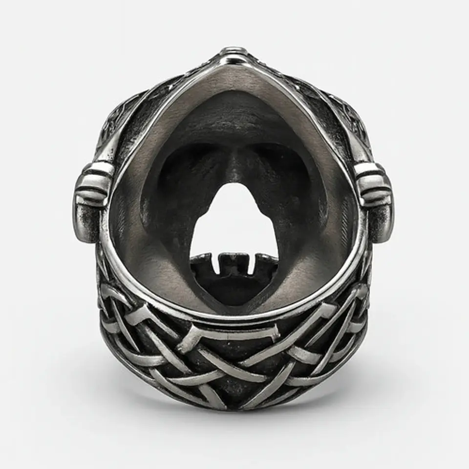 Anillo Acero Calavera Vikingo Craneo Color Plata Para Hombre 4