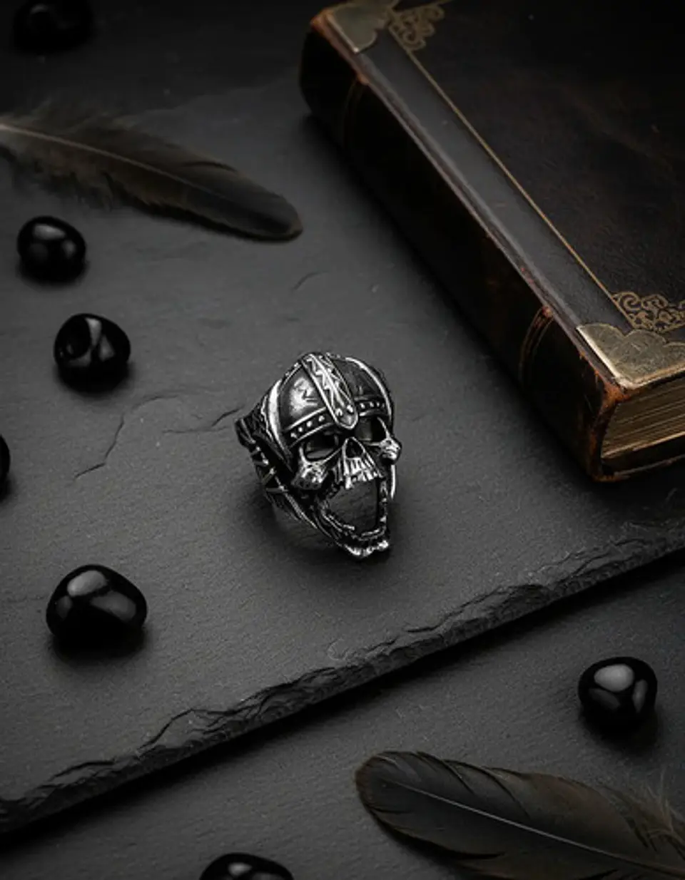 Anillo Acero Calavera Vikingo Craneo Color Plata Para Hombre 7