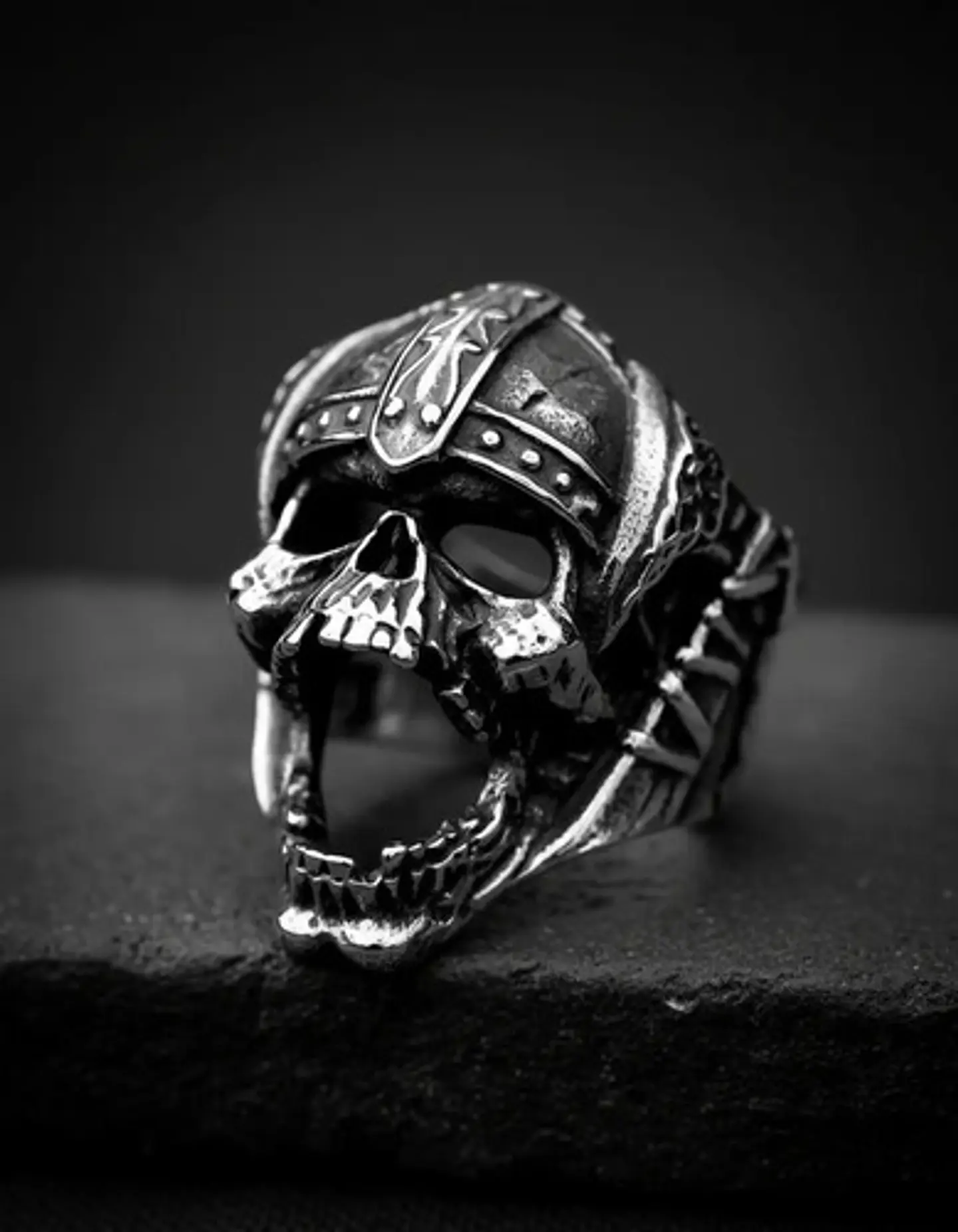 Anillo Acero Calavera Vikingo Craneo Color Plata Para Hombre 8