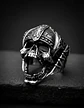 Anillo Acero Calavera Vikingo Craneo Color Plata Para Hombre - Miniatura 8