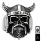 Anillo Para Hombre Cráneo Vikingo Cuernos Acero Color Plata - Miniatura 1