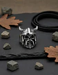 Anillo Para Hombre Cráneo Vikingo Cuernos Acero Color Plata - Miniatura 6