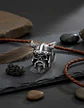 Anillo Para Hombre Cráneo Vikingo Cuernos Acero Color Plata - Miniatura 7