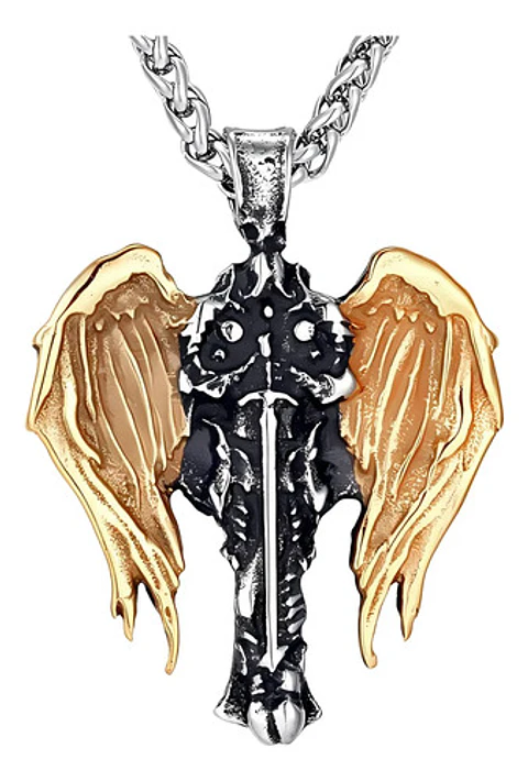 Collar Para Hombre Mujer Con Dije Vikingo Arcángel Color Oro