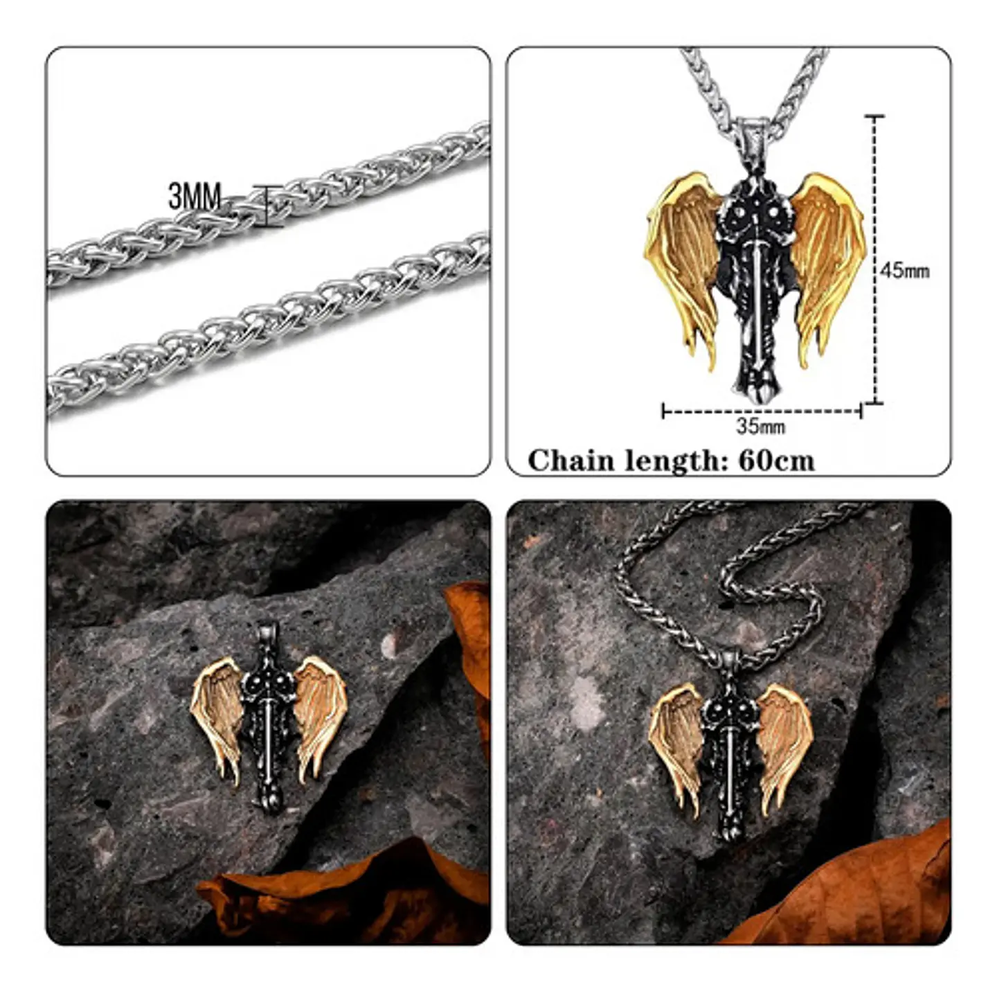Collar Para Hombre Mujer Con Dije Vikingo Arcángel Color Oro 2