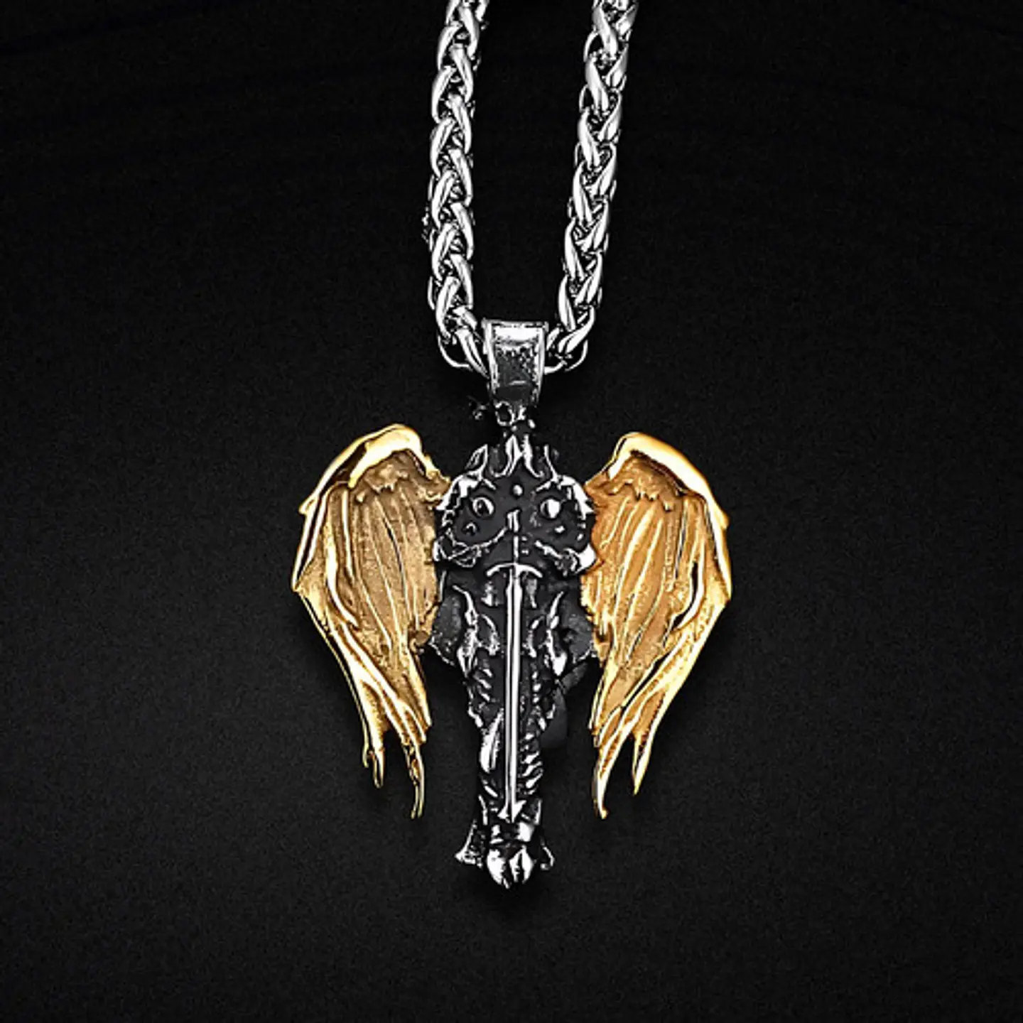 Collar Para Hombre Mujer Con Dije Vikingo Arcángel Color Oro 5