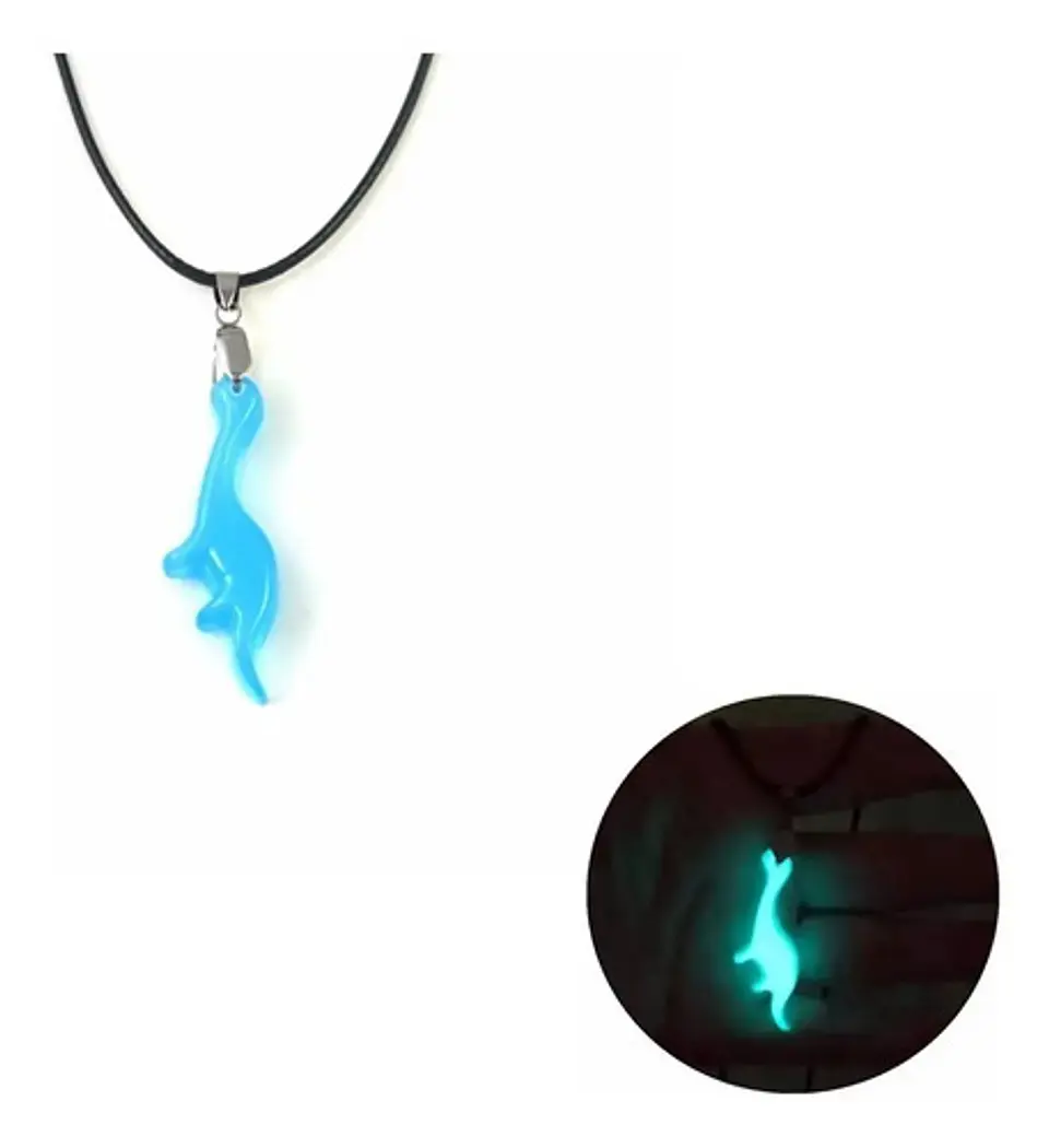 Collar Dije Dinosaurio Brilla En La Oscuridad Hombre Y Mujer 1
