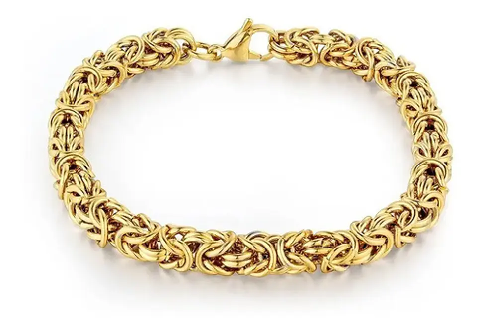 Pulsera De Acero Hip Hop Cadena 7 Mm Color Oro Para Hombre 1