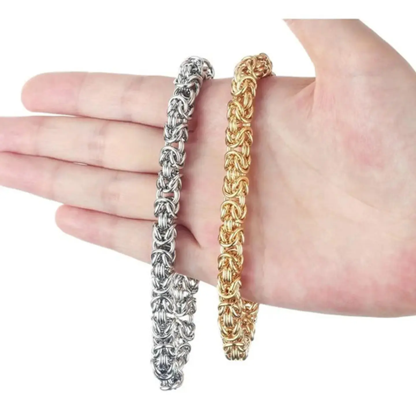 Pulsera De Acero Hip Hop Cadena 7 Mm Color Oro Para Hombre 5