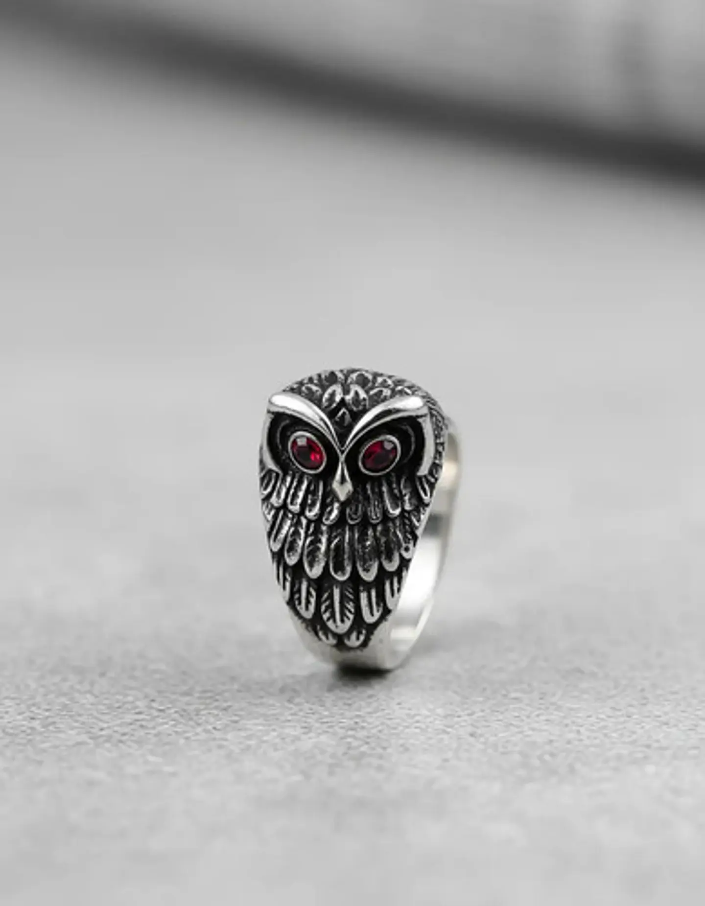 Anillo Forma De Buho De Acero Color Plata Para Hombre Mujer 3