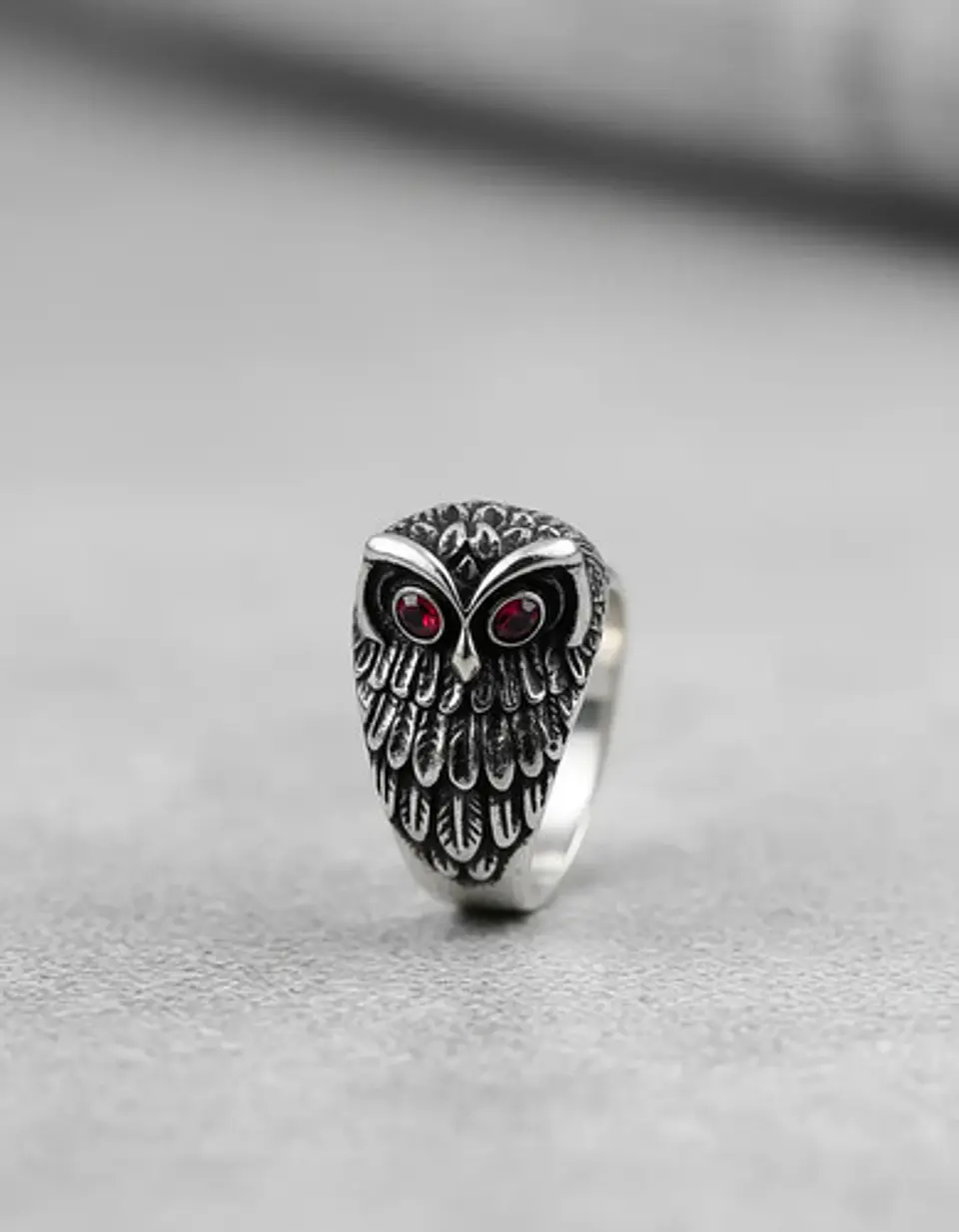 Anillo Forma De Buho De Acero Color Plata Para Hombre Mujer 3