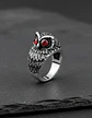 Anillo Forma De Buho De Acero Color Plata Para Hombre Mujer - Miniatura 4