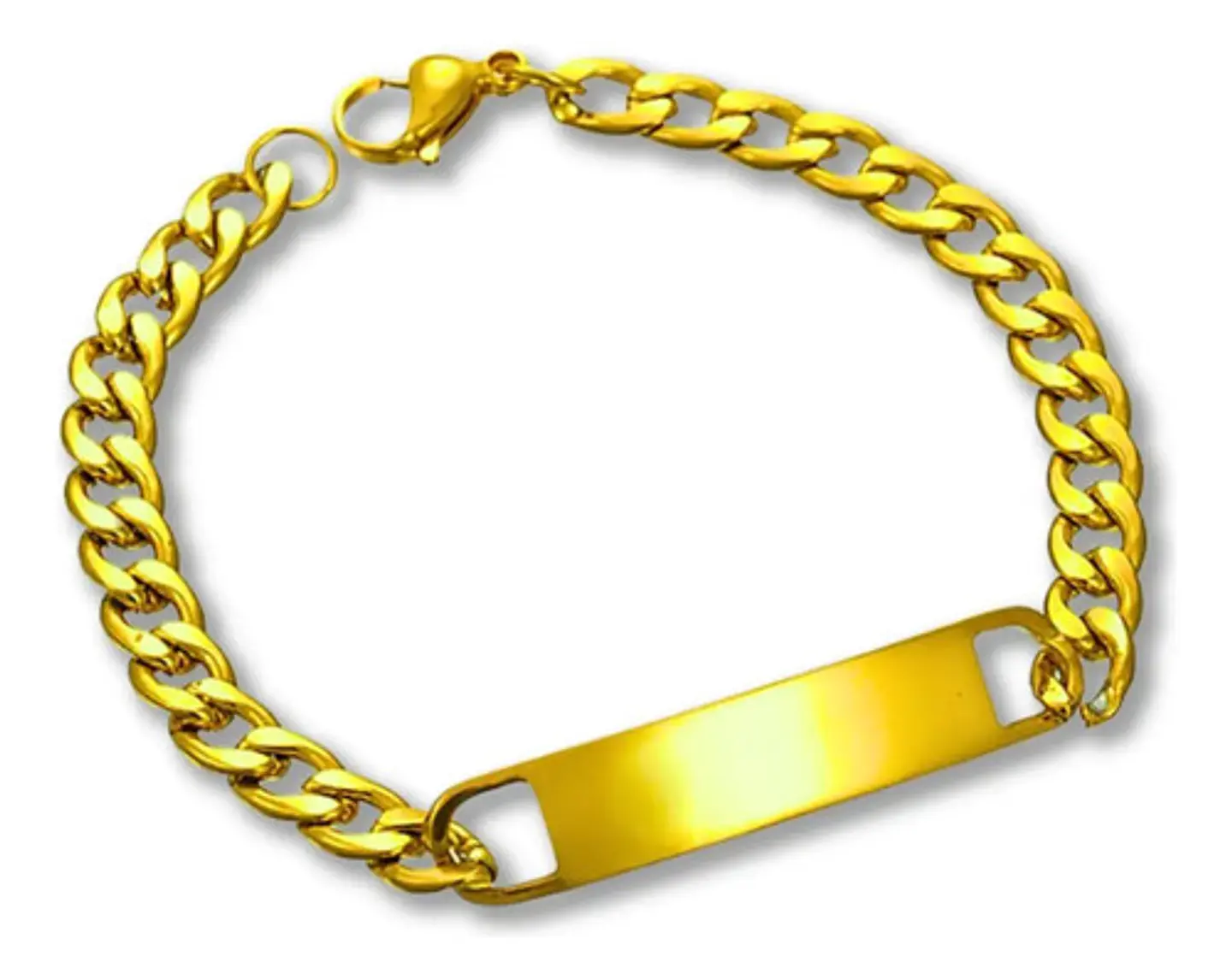 Pulsera De Acero Cadena Cubana 8 Mm Placa Color Plata Hombre 1