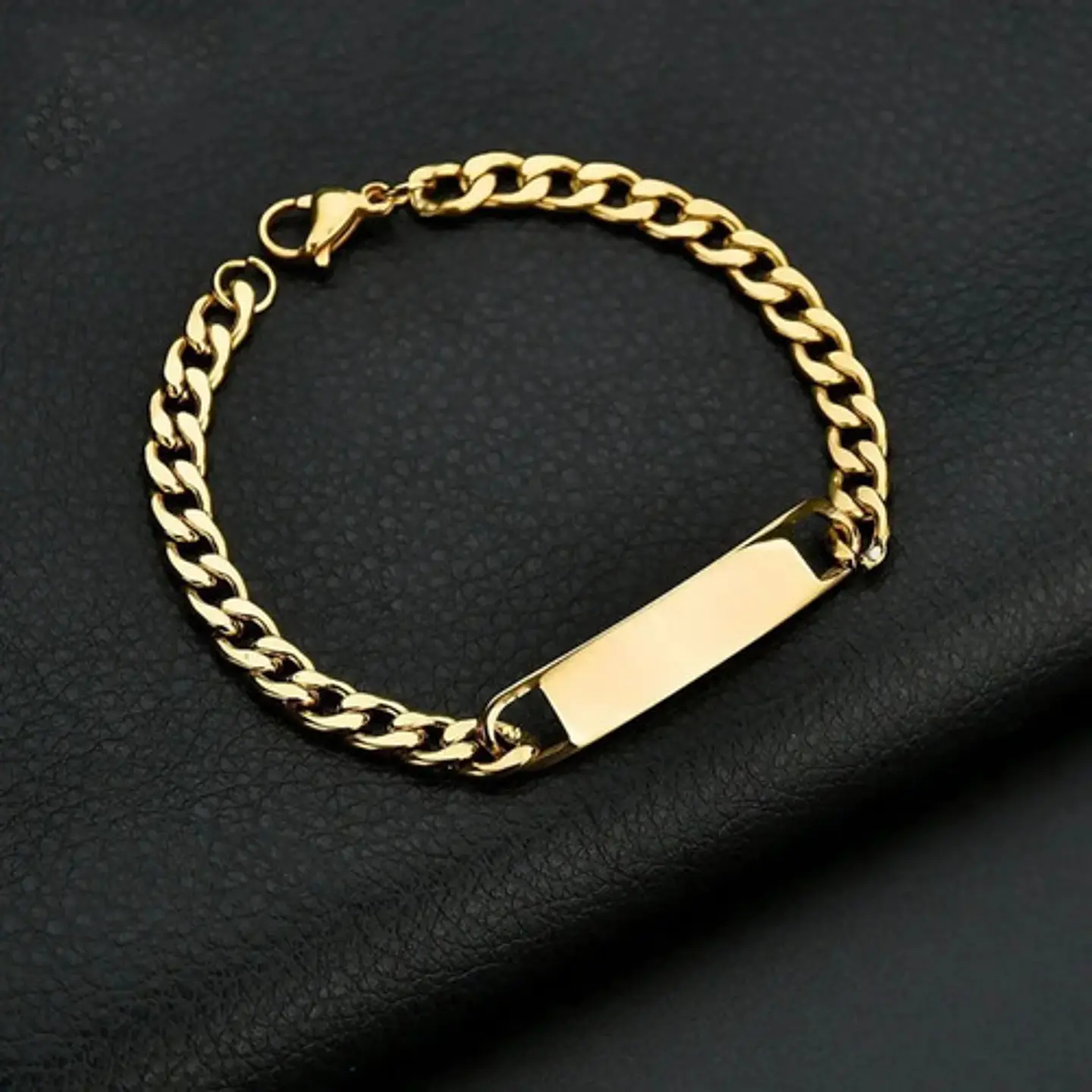 Pulsera De Acero Cadena Cubana 8 Mm Placa Color Plata Hombre 4