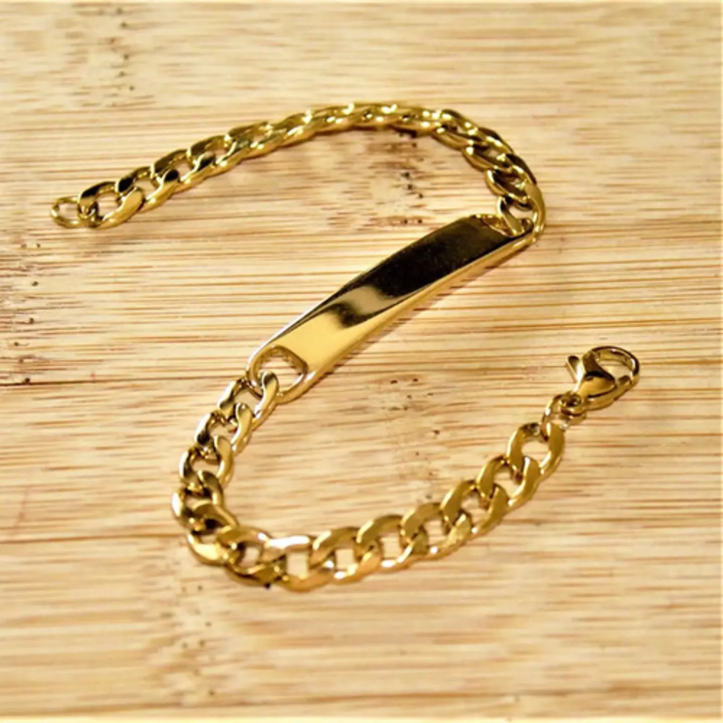 Pulsera De Acero Cadena Cubana 8 Mm Placa Color Plata Hombre 8