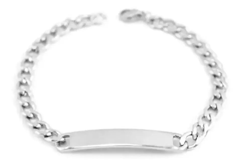 Pulsera De Acero Cadena Cubana 8 Mm Placa Color Plata Hombre 9