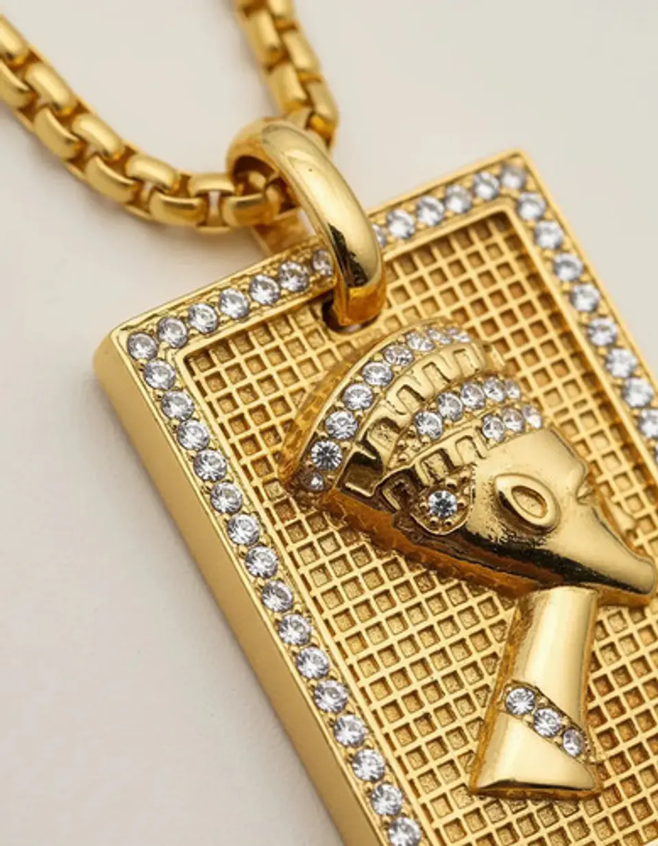 Collar Dije Urbano Hip Hop Egipto Nefertiti Color Oro Hombre 3