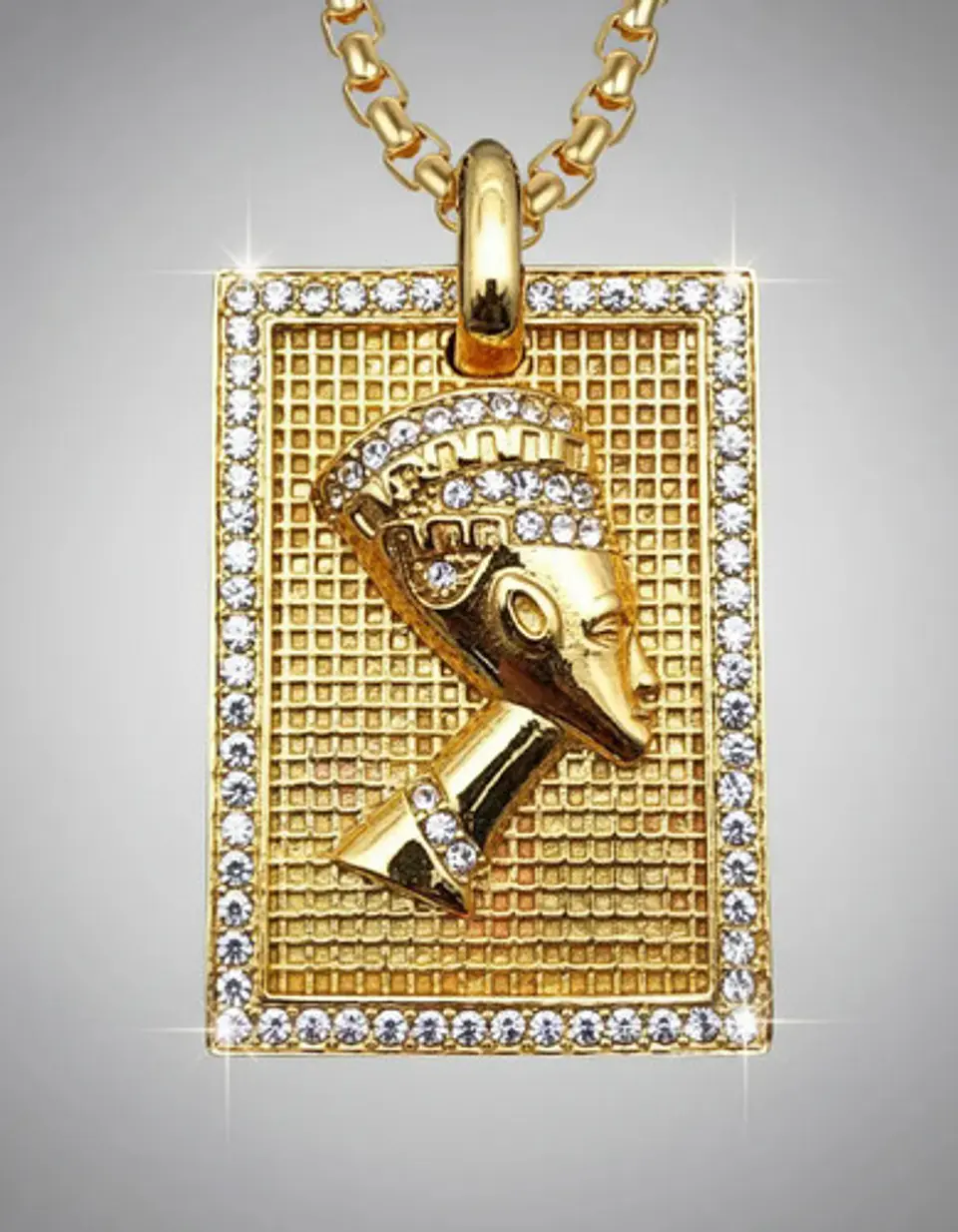 Collar Dije Urbano Hip Hop Egipto Nefertiti Color Oro Hombre 4