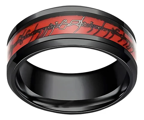 Anillo De Poder Señor De Los Anillo Acero Rojo Color Hombre