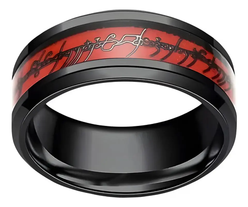 Anillo De Poder Señor De Los Anillo Acero Rojo Color Hombre 1