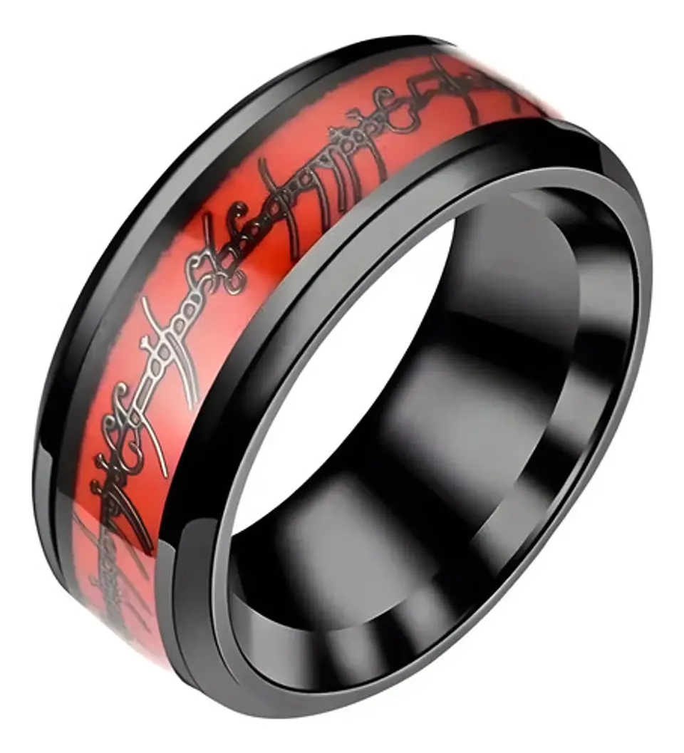 Anillo De Poder Señor De Los Anillo Acero Rojo Color Hombre 2