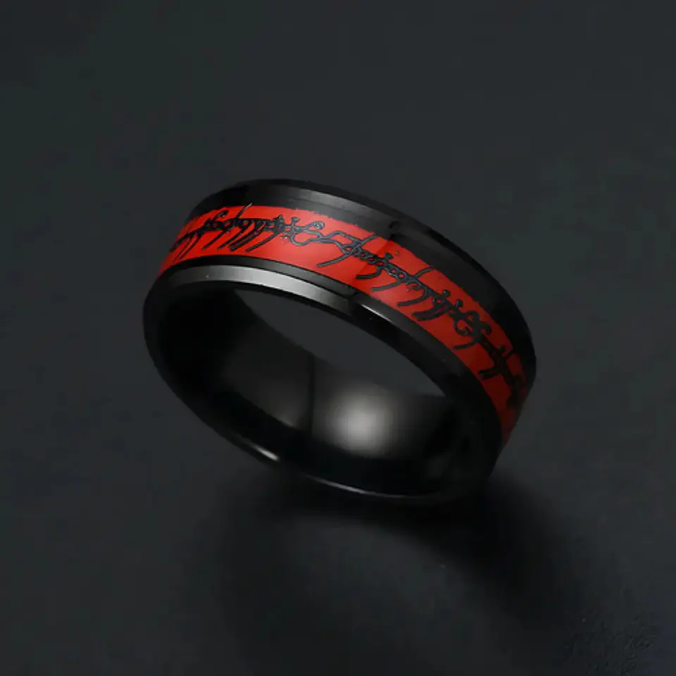 Anillo De Poder Señor De Los Anillo Acero Rojo Color Hombre 4