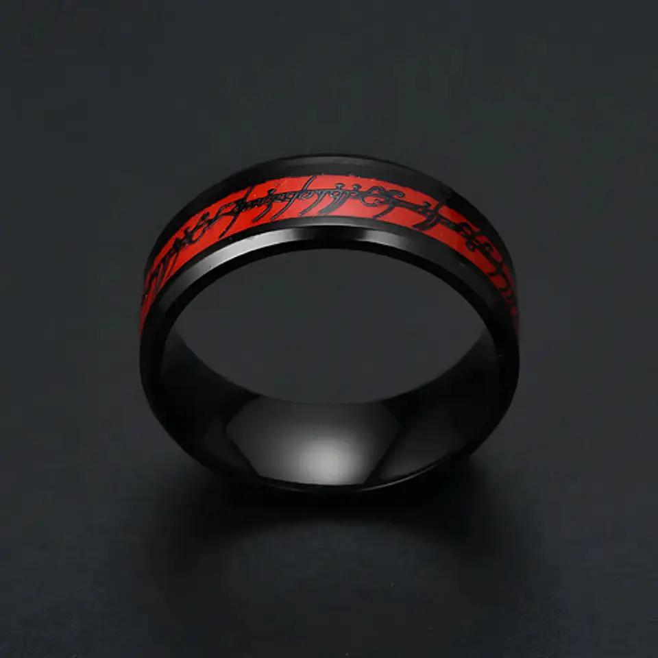 Anillo De Poder Señor De Los Anillo Acero Rojo Color Hombre 5