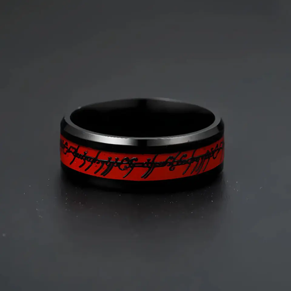 Anillo De Poder Señor De Los Anillo Acero Rojo Color Hombre 7