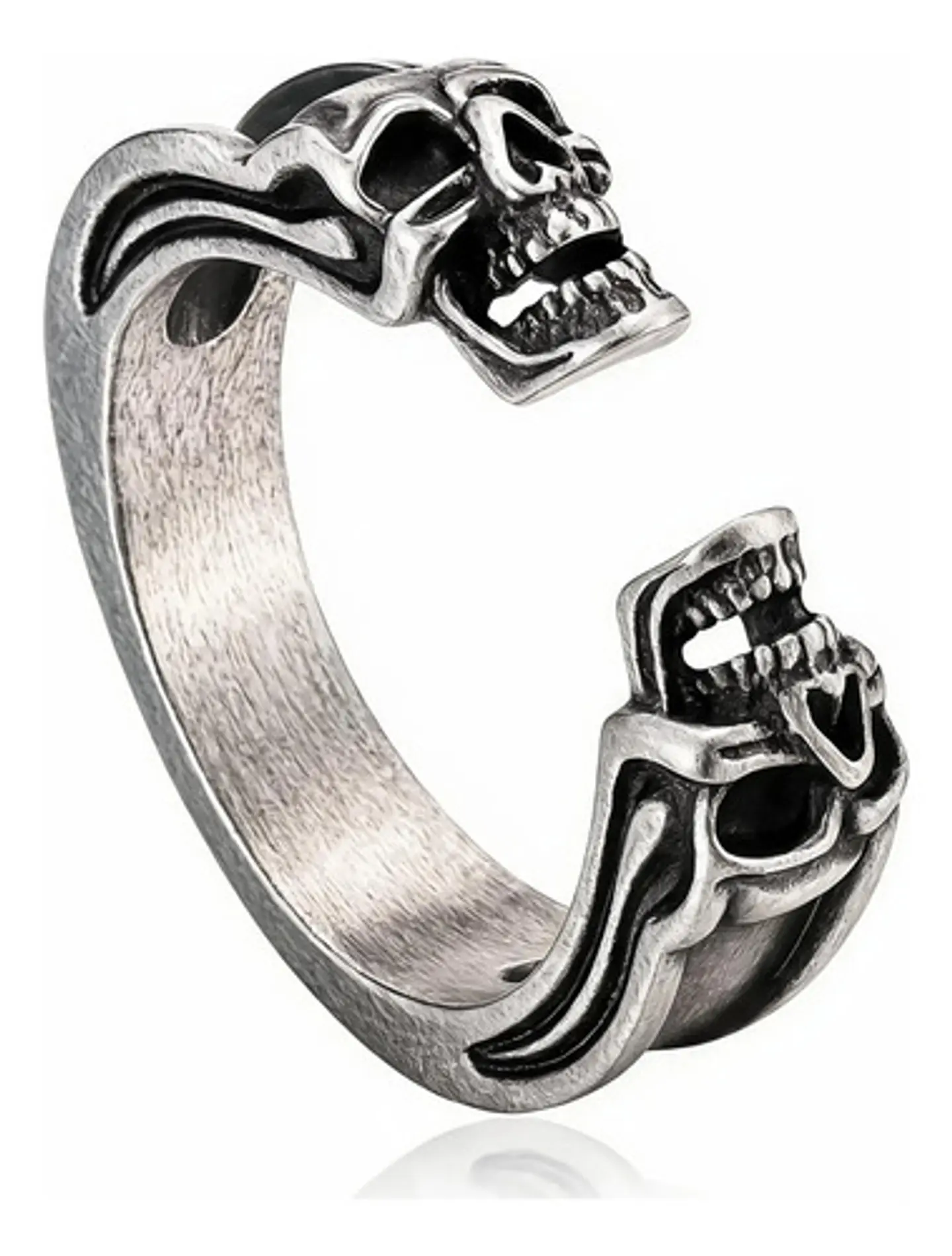Anillo Hombre Mujer Cráneo Calavera Gótico Acero Color Plata 1