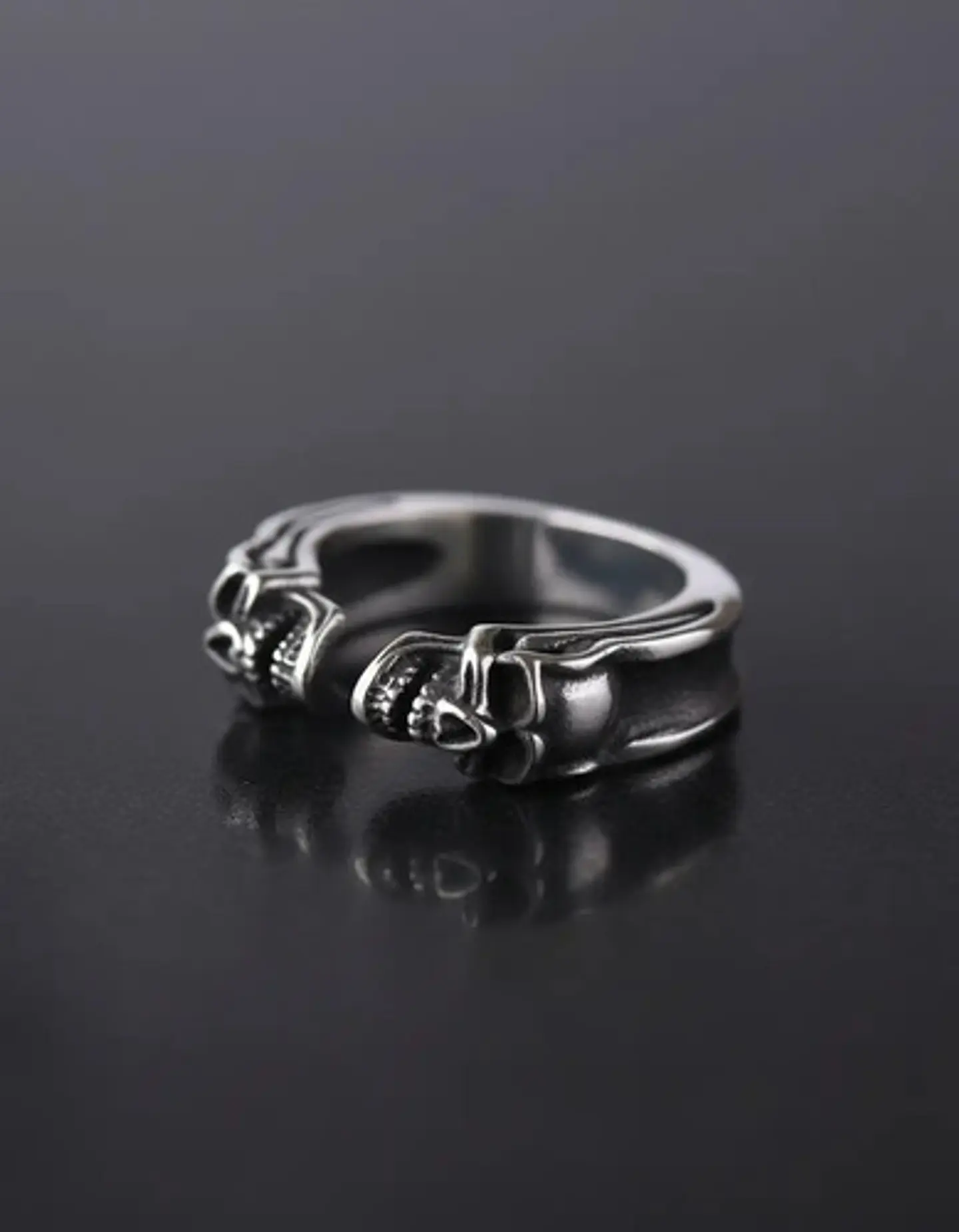 Anillo Hombre Mujer Cráneo Calavera Gótico Acero Color Plata 2