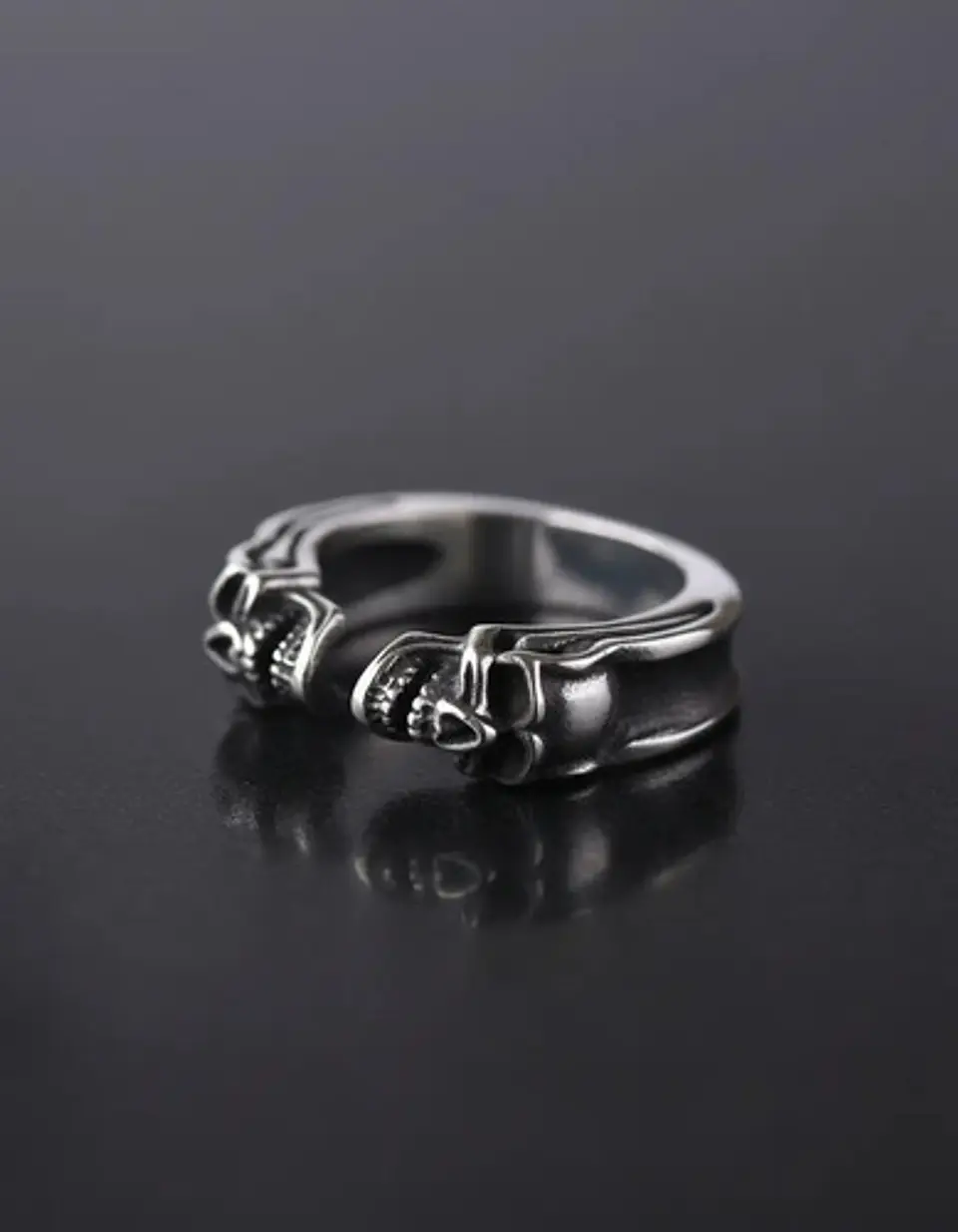 Anillo Hombre Mujer Cráneo Calavera Gótico Acero Color Plata 2