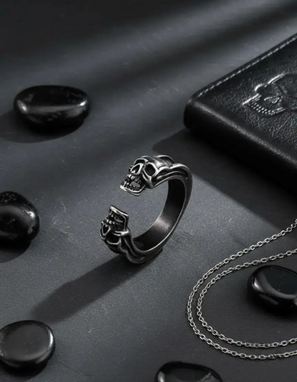 Anillo Hombre Mujer Cráneo Calavera Gótico Acero Color Plata 5