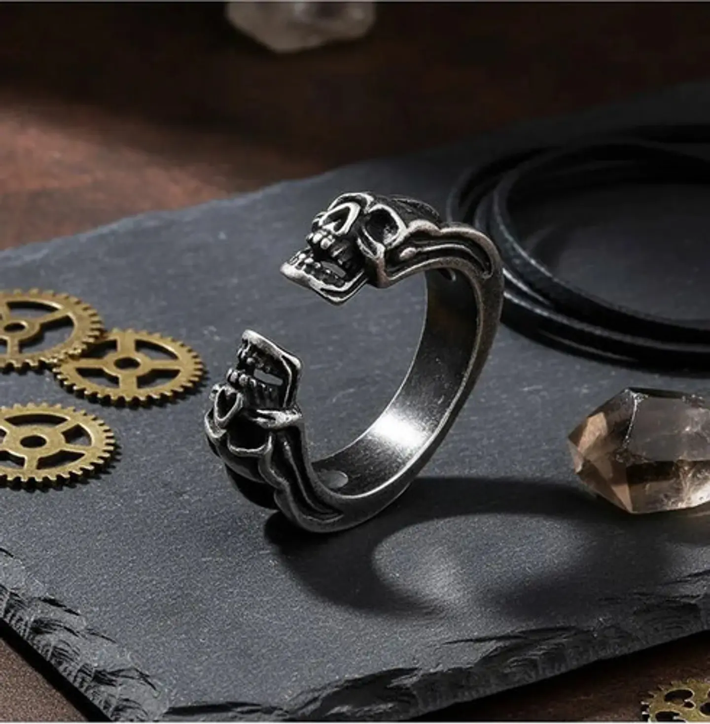 Anillo Hombre Mujer Cráneo Calavera Gótico Acero Color Plata 7