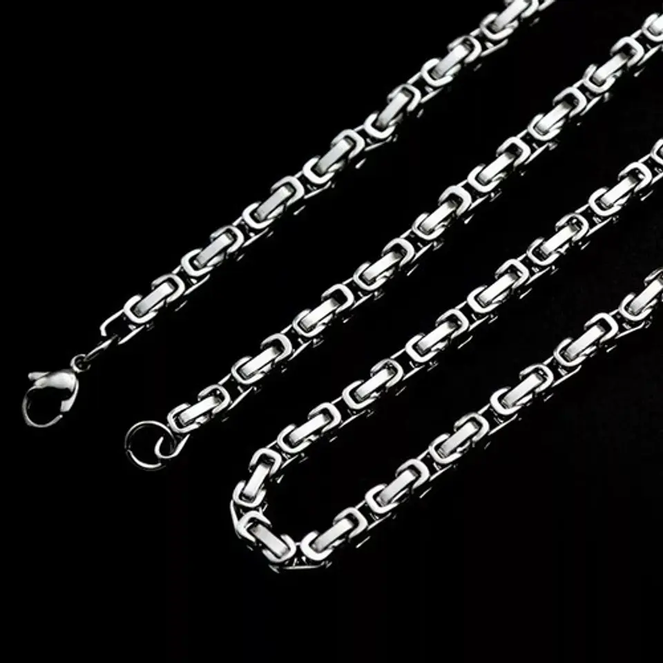 Cadena 6mm Color Oro Acero Inoxidable 55 Cm Bizantina Hombre 7