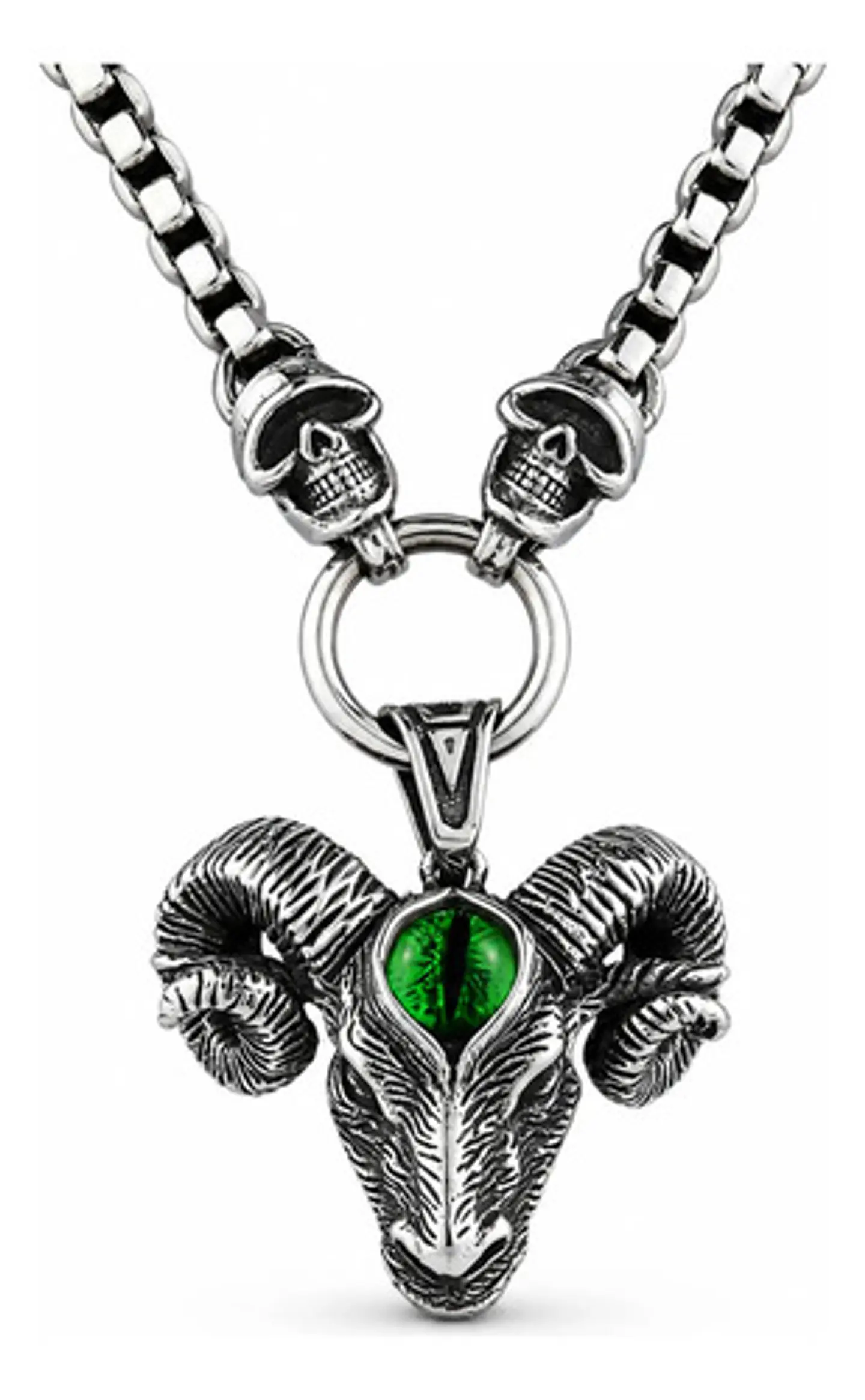 Collar Dije Carnero Cráneo Calavera Acero Color Plata Hombre 1
