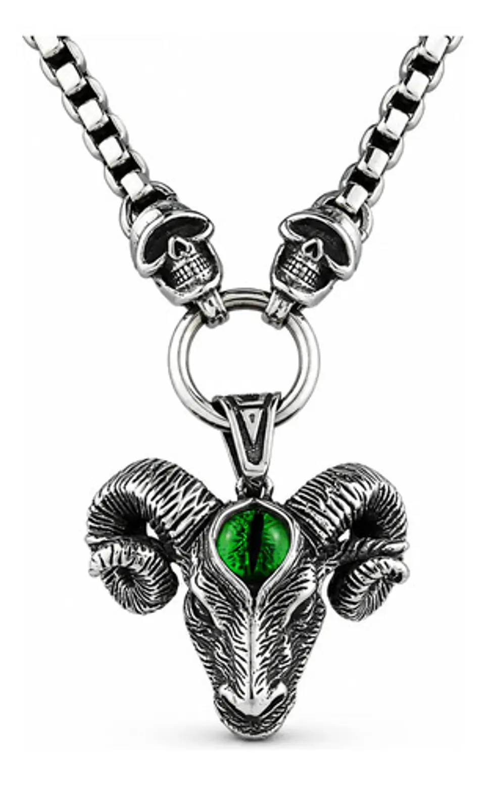 Collar Dije Carnero Cráneo Calavera Acero Color Plata Hombre 1