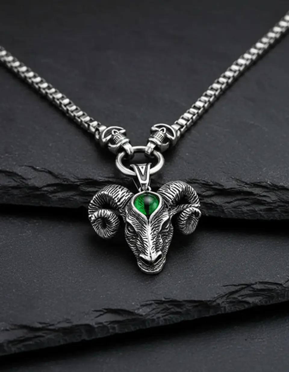 Collar Dije Carnero Cráneo Calavera Acero Color Plata Hombre 4