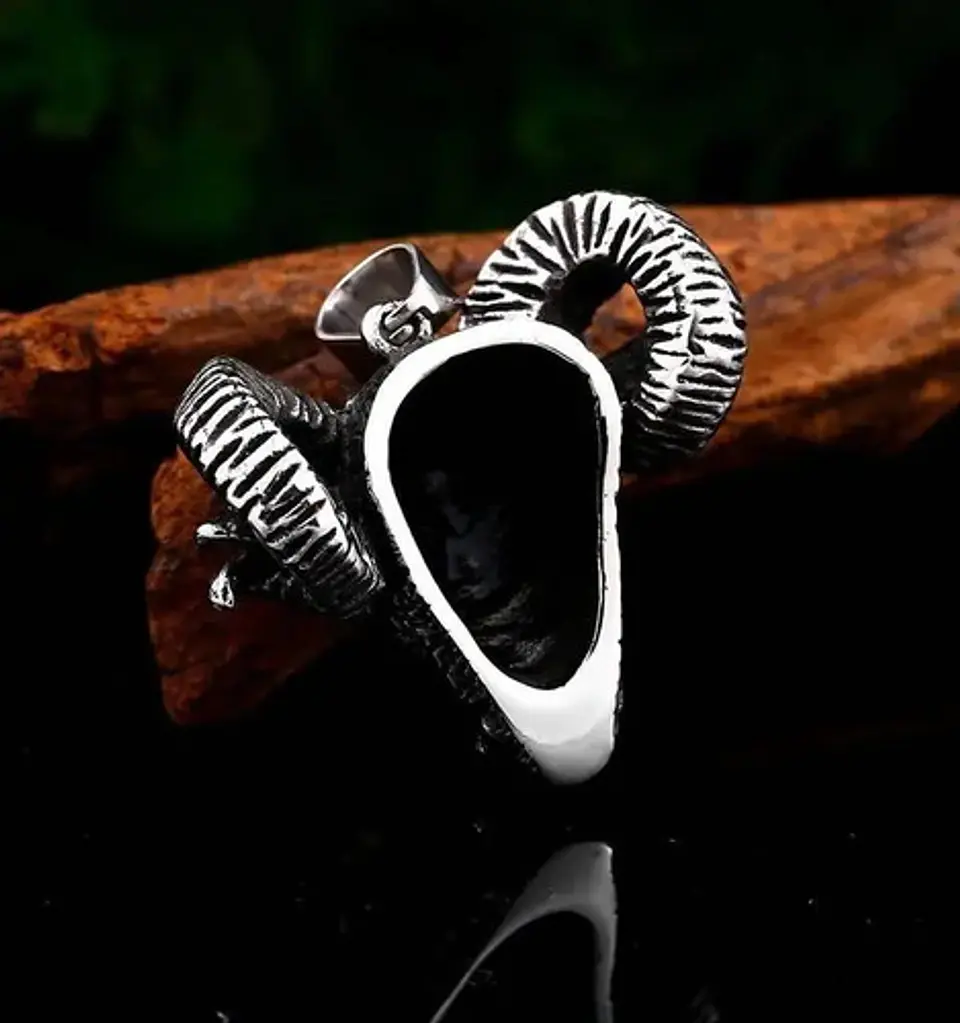 Collar Dije Carnero Cráneo Calavera Acero Color Plata Hombre 7