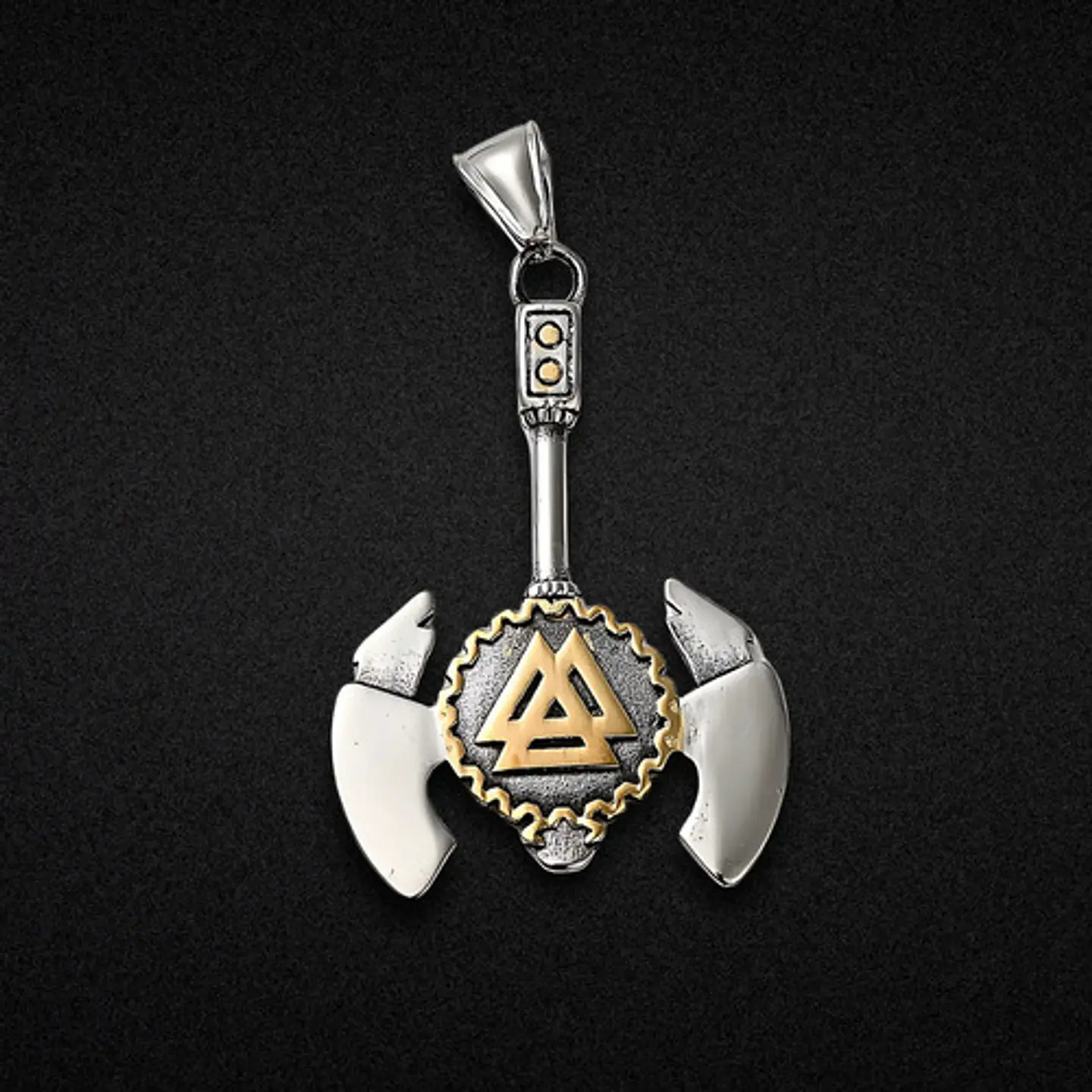 Collar Para Hombres Dije Hacha Vikingo Valknut Aegishjalmur Plateado 8