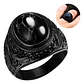 Anillo Vikingo Nordico Piedra Acero Color Negro Para Hombre - Miniatura 1