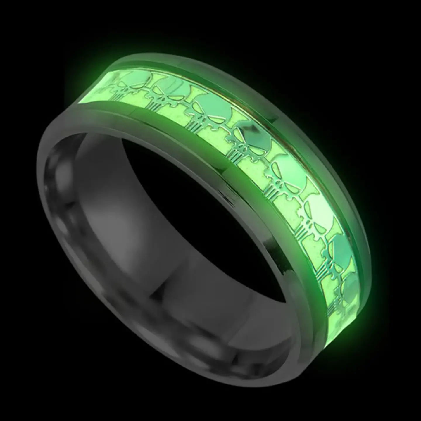 Anillo Brilla En La Oscuridad Acero The Punisher Para Hombre 8