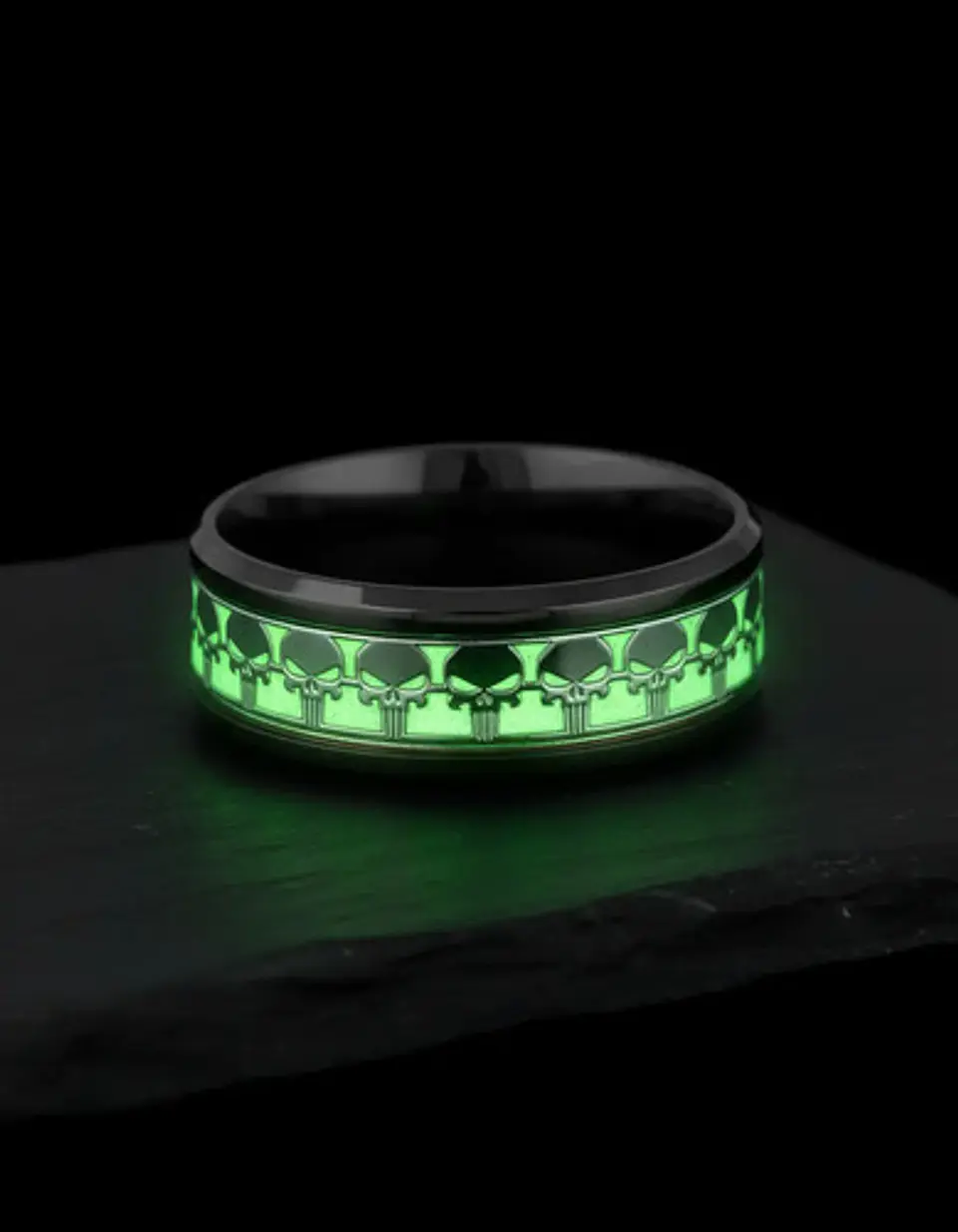 Anillo Brilla En La Oscuridad Acero The Punisher Para Hombre 9