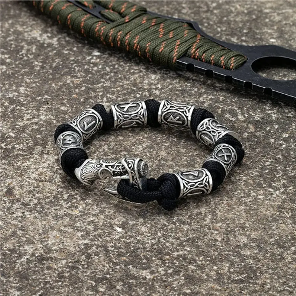Pulsera Hombre Vikingo Cuerda Paracord Nordico Hacha Nórdica 3