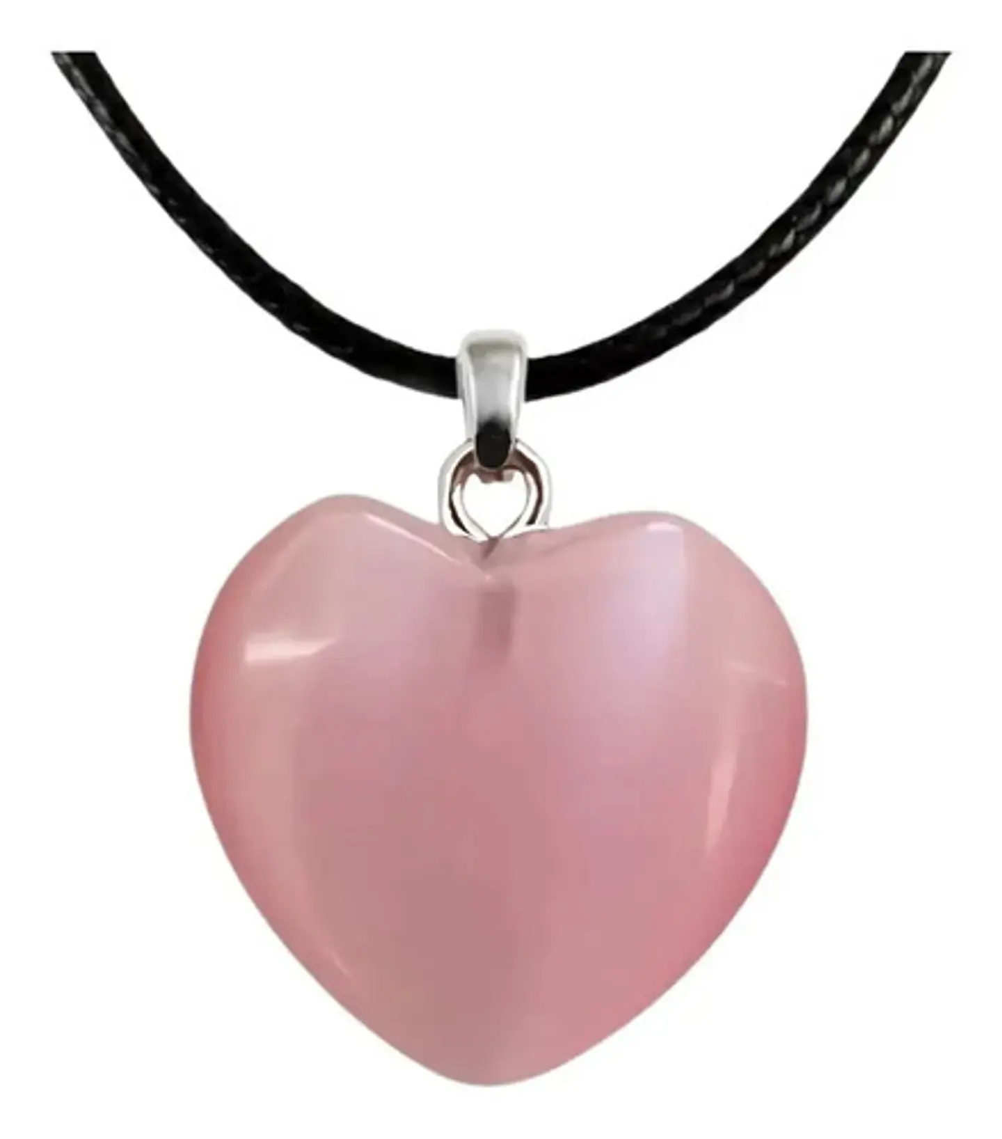 Collar Dije Corazón Piedra Natural Rosa Cadena Para Mujer 1